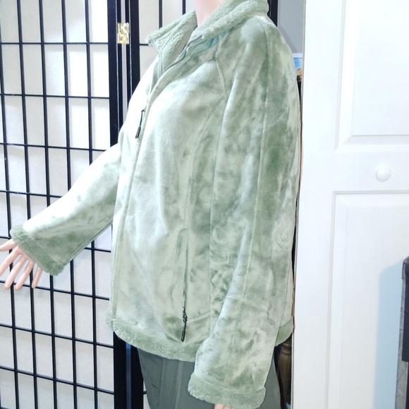 GreenTea Olive Green Velour Zip Up Jacket - Picture 6 of 9